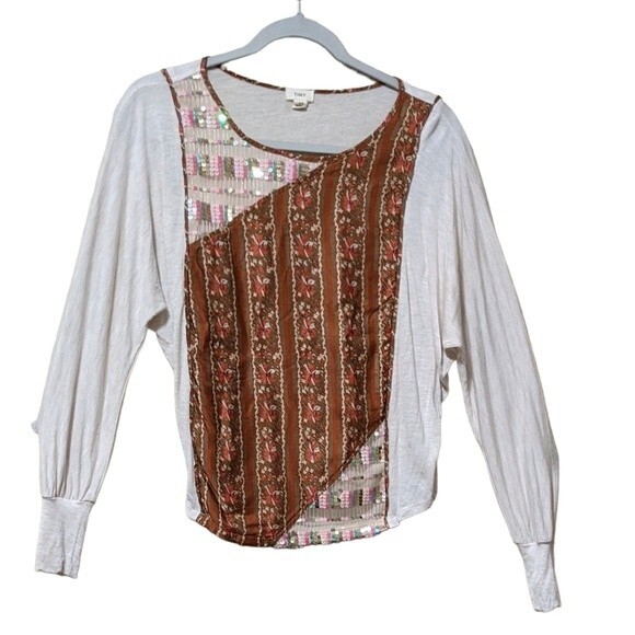 Anthropologie Tiny Sammi sequin mix Media dolman sleeve pull over top XS - Picture 1 of 8